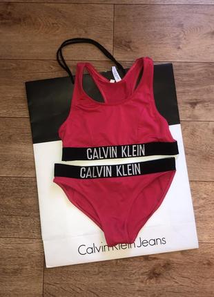 Раздельный купальник  calvin klein!малиновый !3 фото