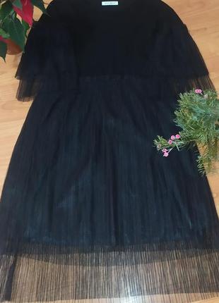 Платье черное шерстяное, плиссированное, вечернее платье, маленькое черное платье2 фото