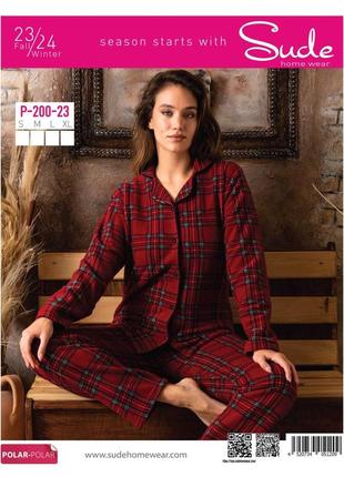 Тепла жіноча флісова піжама на гудзиках sude туреччина розміри s-xl1 фото