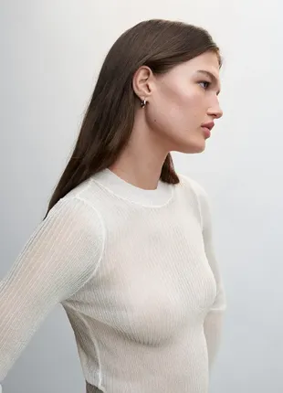 Полупрозрачный вязаный свитер лонгслив mango 47075958