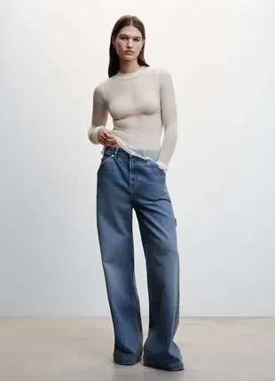 Полупрозрачный вязаный свитер лонгслив mango 47075958