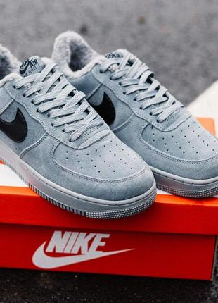 Хутряні кросівки nike air force grey з теплим хутром /осінь/зима/весна😍