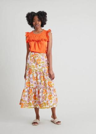 Новая брендовая длинная юбка "tu" в цветочек. размер uk16.6 фото