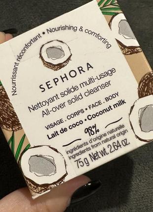 Sephora coconut milk all-over solid cleanser/універсальне очищаюче мило-брусок2 фото