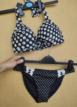 Купальник у горошок ліф m&s р.uk 12 плавки ocean club р.uk 10