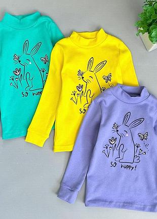 🌈яскравий гольф з зайчиком, яркий гольф для девочки, яскрава водолазка для дівчат, яркая водолазка для девочки