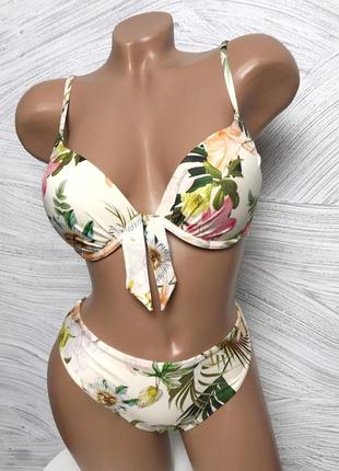Купальник h&m 75c super push up тропічний принт