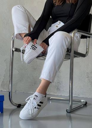 Женские кроссовки adidas gazelle bold white leather топ качества 🔥10 фото
