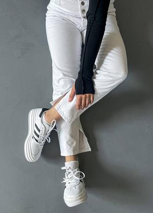 Женские кроссовки adidas gazelle bold white leather топ качества 🔥6 фото