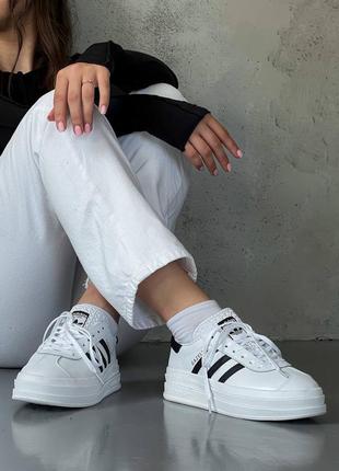 Женские кроссовки adidas gazelle bold white leather топ качества 🔥5 фото