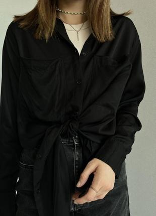 H&amp;m женская рубашка рубашка черная из вискозы вискоза н&amp;м длинная рубашка в виде платья платья