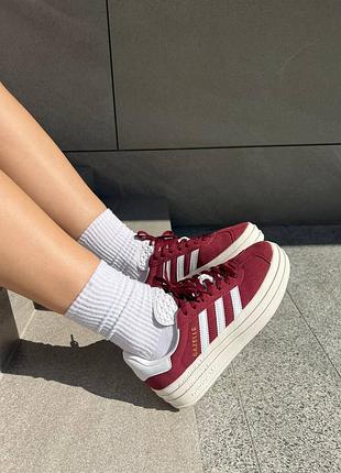 Женские кроссовки adidas gazelle platform burgundy / smb