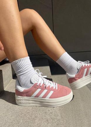 Женские кроссовки adidas gazelle platform pink / smb