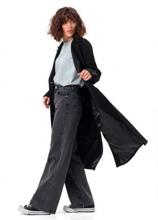 Пальто женское миди, демисезонное, кашемировое, шерстяное, двубортное, осеннее, весеннее, черное4 фото
