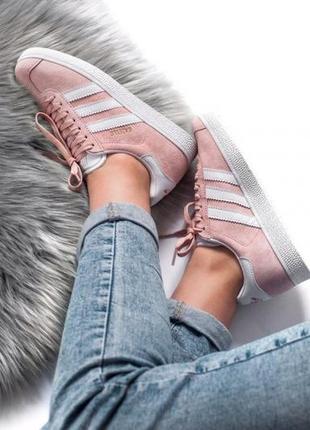 Женские кроссовки adidas gazelle vapour pink white / smb4 фото