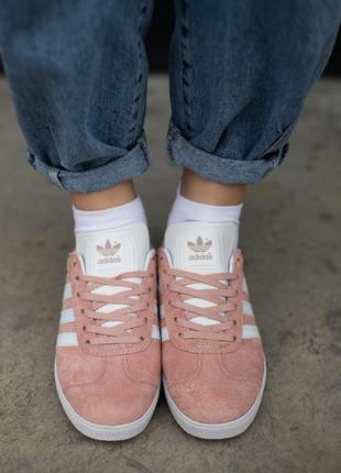 Жіночі кросівки adidas gazelle vapour pink white / smb6 фото