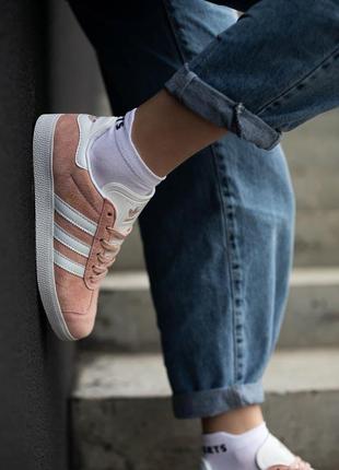 Жіночі кросівки adidas gazelle vapour pink white / smb7 фото