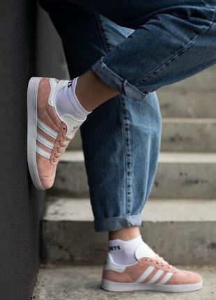 Женские кроссовки adidas gazelle vapour pink white / smb8 фото