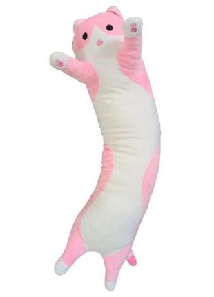 Кіт батон м'яка іграшка антистрес подушка 90 см плюшевий котик обіймашка рожевий