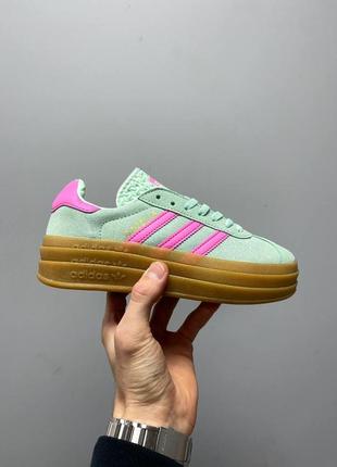 Женские кроссовки adidas gazelle bold pulse mint pink / smb