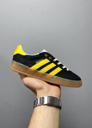 Женские кроссовки adidas x gazelle black gg monogram / smb2 фото