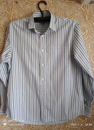 Мужская рубашка  англия в полоску с длинным рукавом /размер м