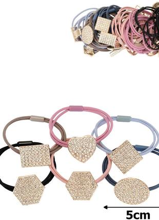 Гумка для волосся подвійна 5 см із фігурками кольорова (упаковка 30 шт)