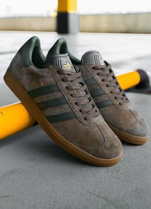 Мужские кроссовки adidas gazelle brown green / smb