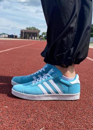 Женские кроссовки adidas gazelle blue green / smb