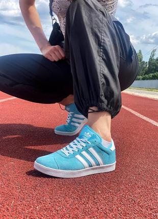 Жіночі кросівки adidas gazelle blue green / smb3 фото