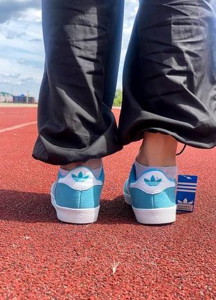 Женские кроссовки adidas gazelle blue green / smb2 фото