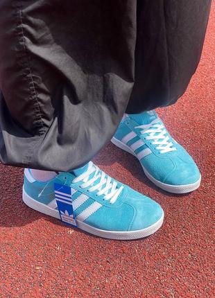 Жіночі кросівки adidas gazelle blue green / smb6 фото