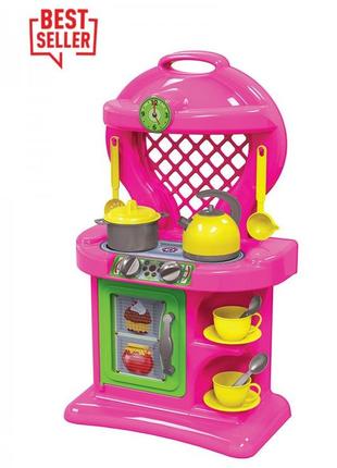 Кухня 10 технок 2155 детский игровой набор плита кастрюля чайник духовка полочки приборы пластик игрушка4 фото