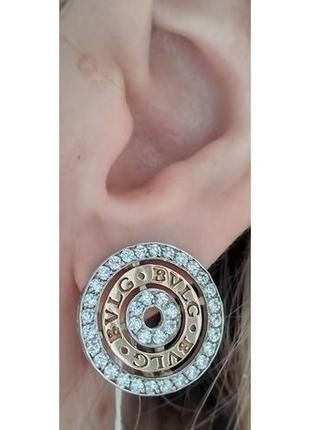 Серебряные серьги с позолотой булгари