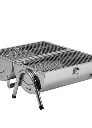 Гриль угольный раскладной bo-camp barrel silver