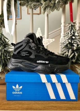 ❄️зимние adidas yeezy 500 black❄️мужские чёрные высокие кроссовки адидас с мехом, чоловічі