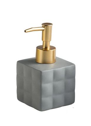 Дозатор для жидкого мыла керамический, диспенсер мыла для ванной комнаты и кухни серый1 фото