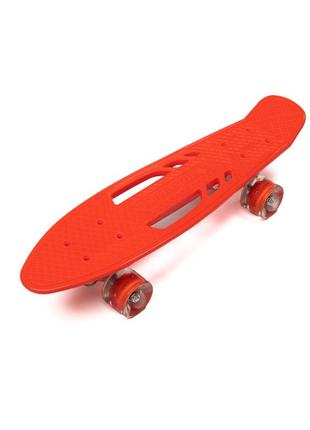 Скейт детский пенни борд, скейтборд для детей со светящимися колесами profi ms0459-1 красный2 фото