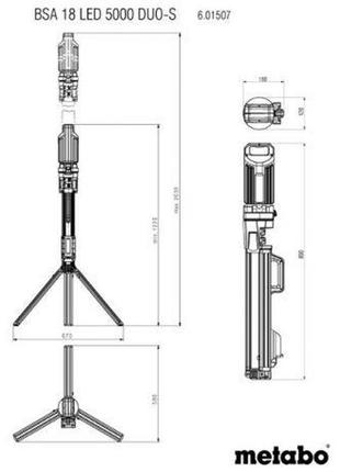 Прожектор акумуляторний metabo bsa 18 led 5000 duo-s каркас (601507850)4 фото