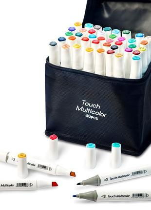 Набор двусторонних маркеров touch multicolor 40 цветов для эскизов и скетчей + подарок альбом а57 фото