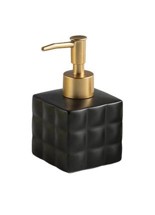 Дозатор для жидкого мыла керамический, диспенсер мыла для ванной комнаты и кухни черный1 фото