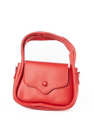 Сумка женская стильная через плечо с ручками и ремешком, сумочка клатч, красный