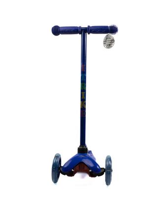 Самокат дитячий триколісний itrike mini bb 3-013-5-dbl зі світними колесами, синій4 фото