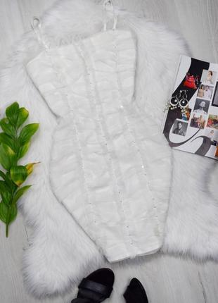 Белоснежное нежное мини платье с фатином рюшами драпировкой/ плаття біле ніжне1 фото