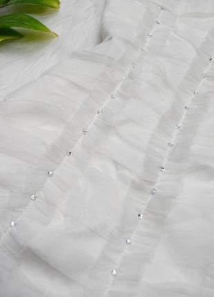 Белоснежное нежное мини платье с фатином рюшами драпировкой/ плаття біле ніжне4 фото