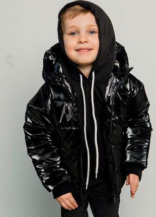 Демісезонна дитяча підліткова куртка у чорному кольорі для хлопчика  164 см