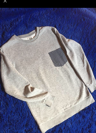 Фирменный теплый свитер кофта свитшет серый меланж худди пуловер weekday