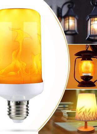 Светодиодная led лампочка с эффектом пламени огня. огненная лампа e27. led flame bulb9 фото