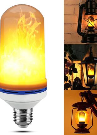 Світлодіодна led лампочка з ефектом полум'я вогню. вогняна e27 лампа. led flame bulb6 фото