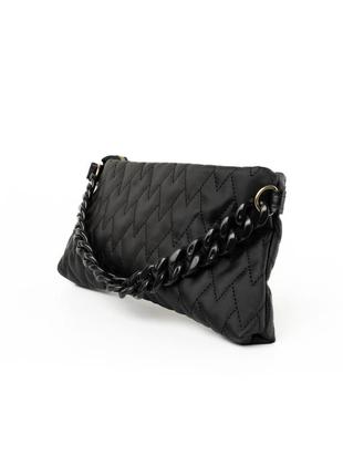 Сумка женская стильная, качественная красивая стеганая сумочка с ручкой-цепочкой, женский клатч, черный2 фото
